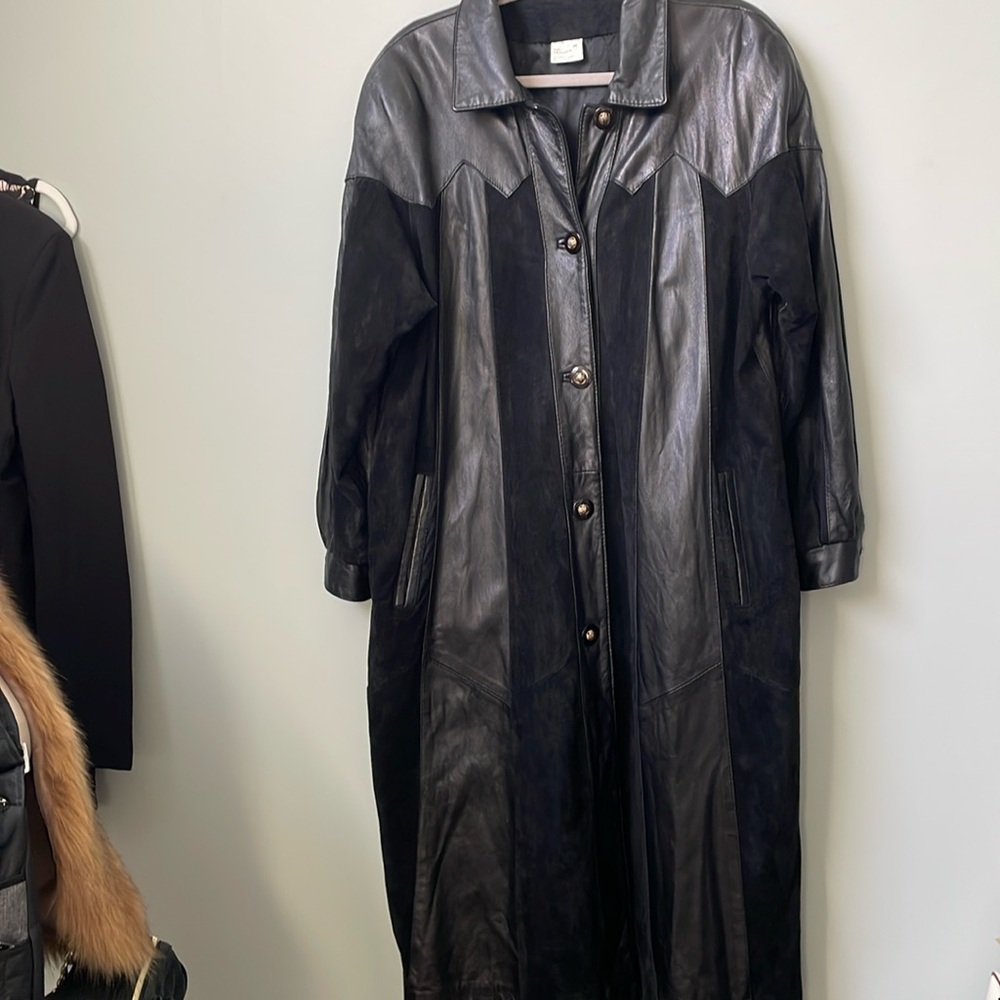 Vintage Long Leather and Suede Jacket